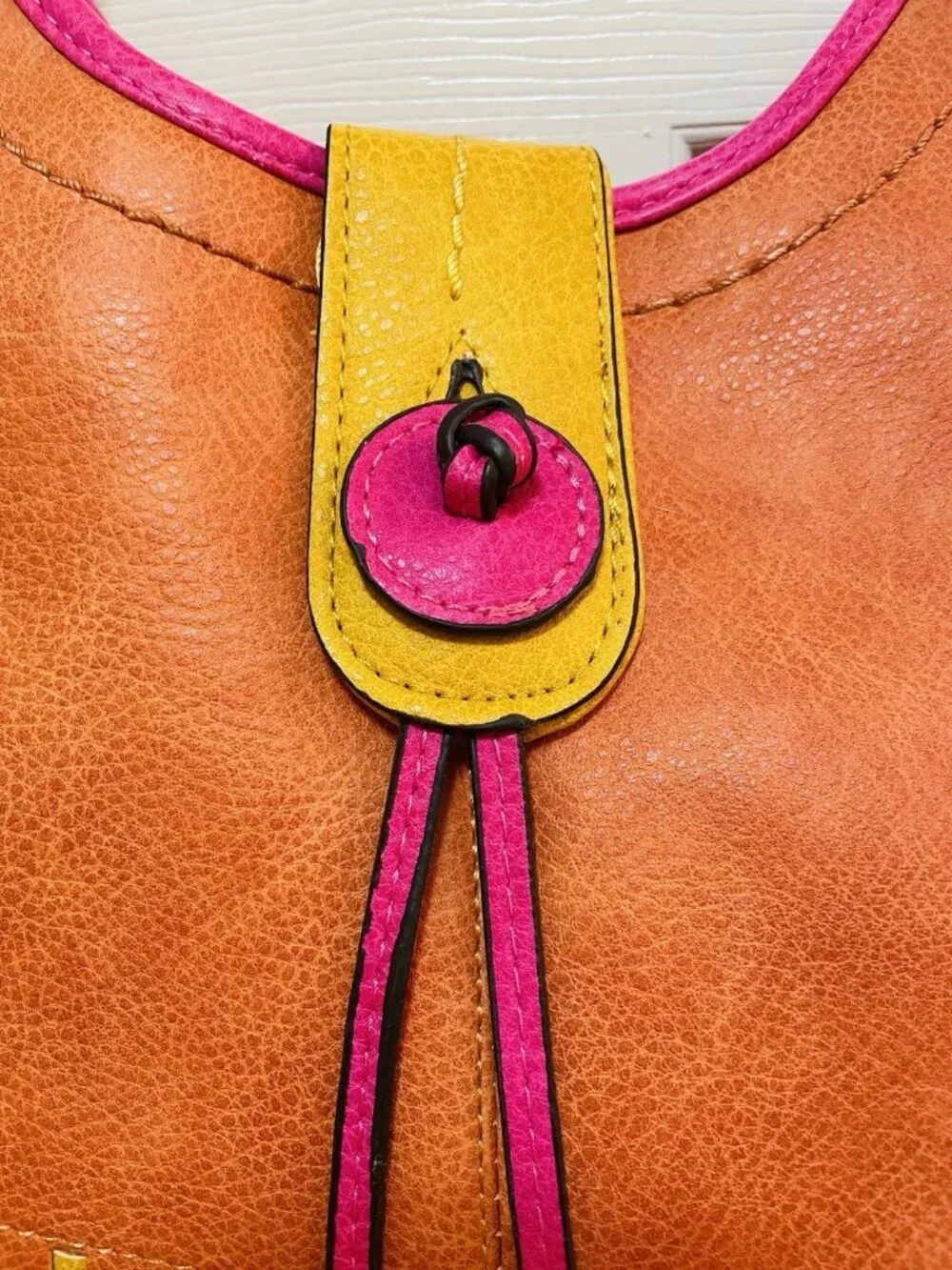 b.o.c. Orange, Pink & Yellow Leather Shoulder Bag